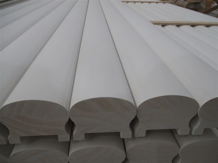 White Primed Wooden Pine Stair Handrail